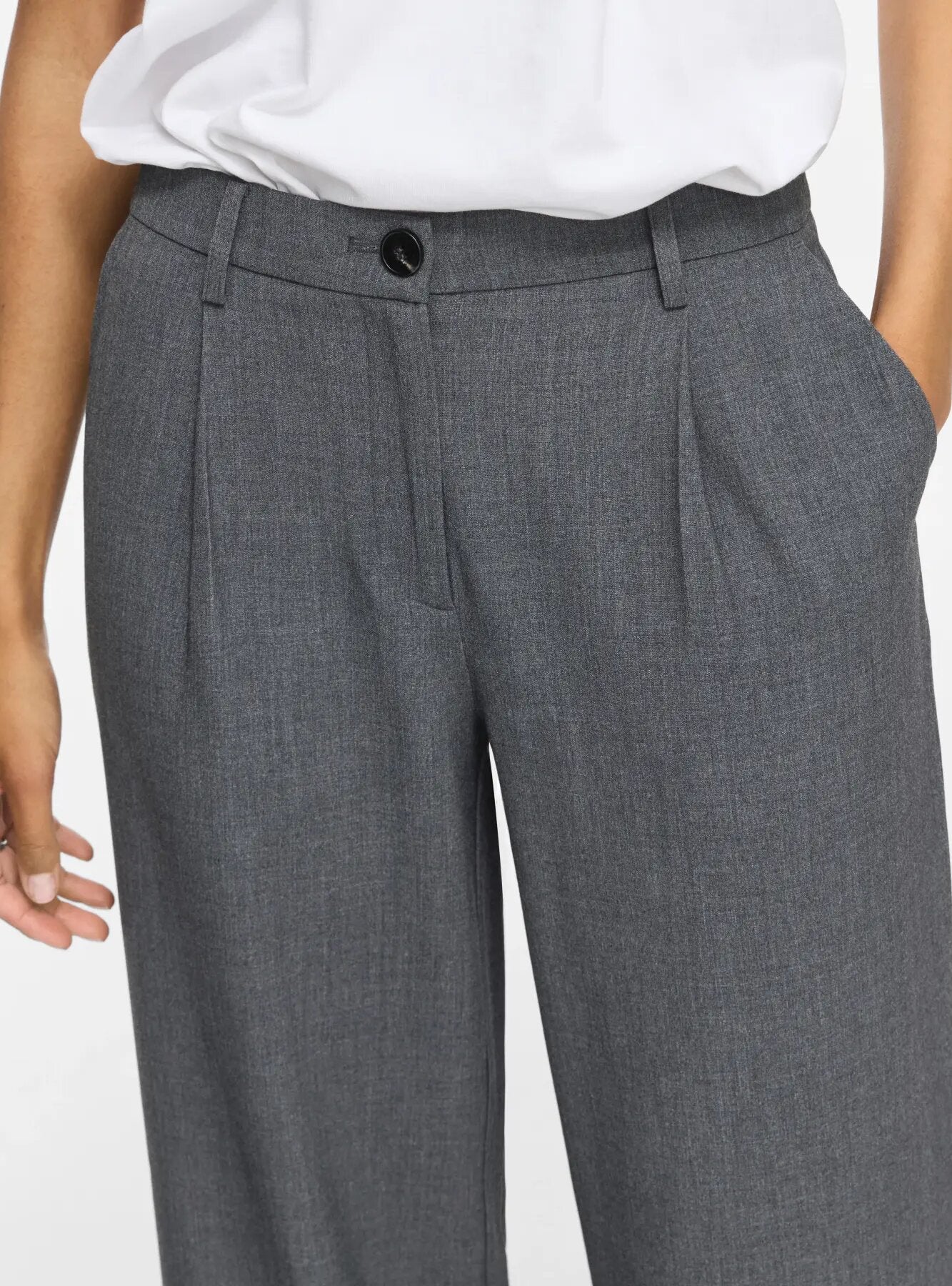 Vikari Wide habitbukser - Dark Grey Melange